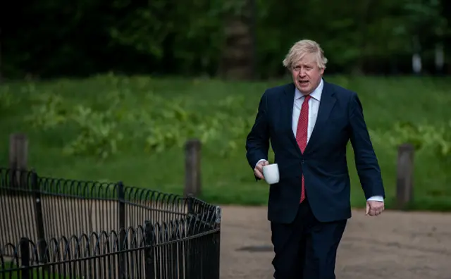 Boris Johnson walking in St James's Park, London