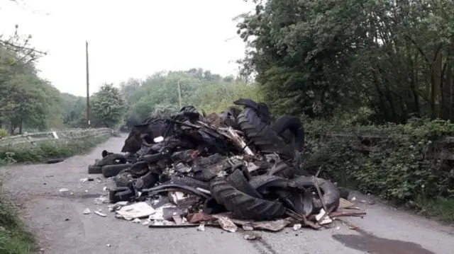 The fly tipped rubbish