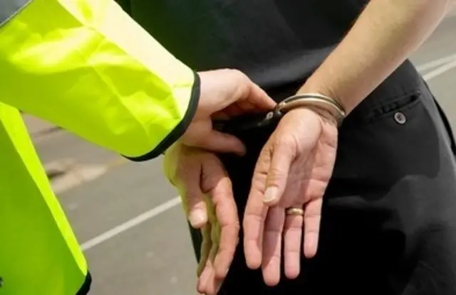 Police officer arresting someone