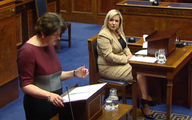 Arlene Foster and Michelle O'Neill made a joint statement to the Assembly