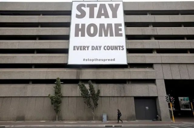 Banner telling people to stay home