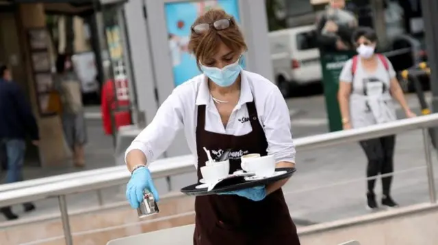 A waitress at work