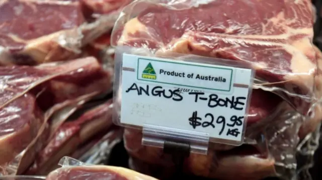 Australian beef products in a shop