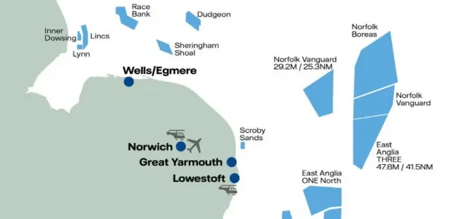 Map of North Sea windfarm zones