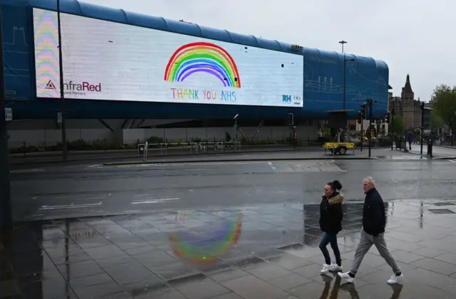 Thank you NHS sign outside Liverpool Lime Street station