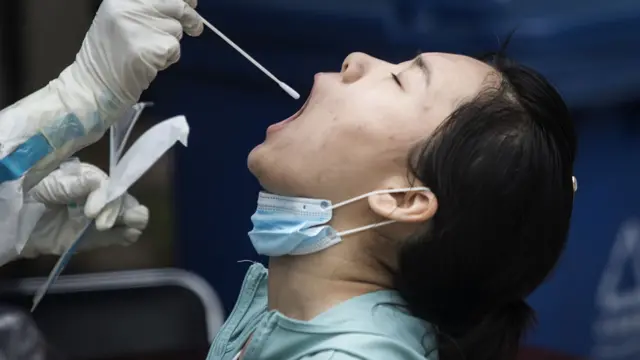 A Wuhan resident being tested for coronavirus