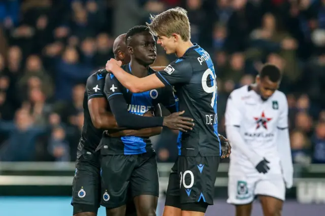 Club Bruges' Krepin Diatta (left) celebrates after scoring