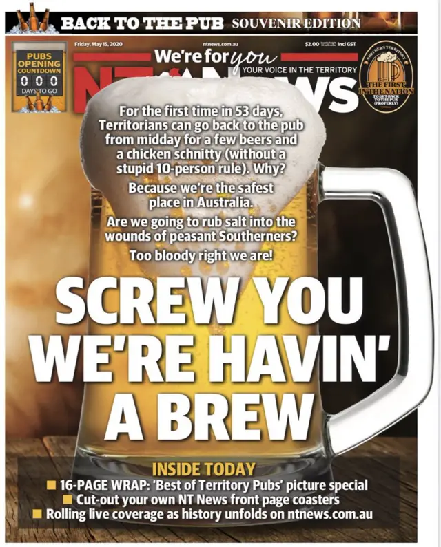 NT news front page