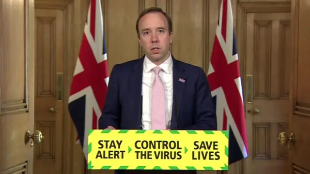 Health Secretary Matt Hancock at the government briefing