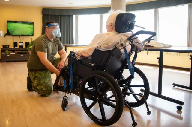 Canadian armed forces help out at a care home in Montreal