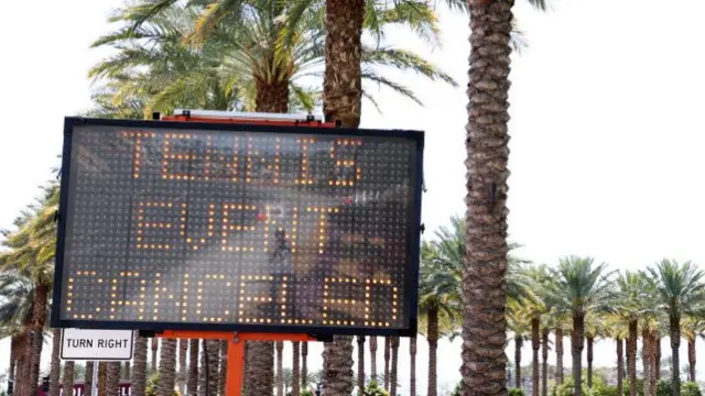 A sign outside Indian Wells Tennis Garden in California