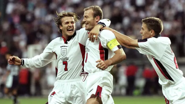 Alan Shearer and team-mates celebrate