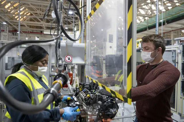 Workers at Ford engine plant in Dagenham, Essex