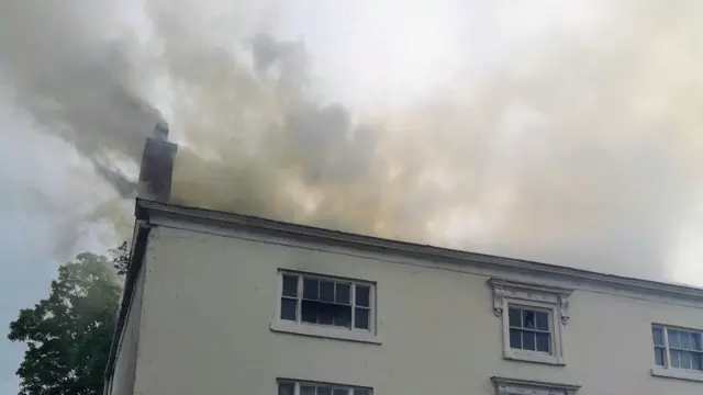 Smoke from building