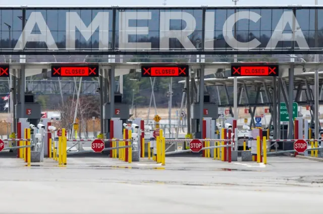 The US-Canada border crossing is seen amid the coronavirus disease (COVID-19) outbreak in Lacolle, Quebec, Canada, 17 April 2020