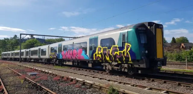 vandalised train