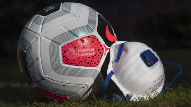 A mask next to a Premier League branded football