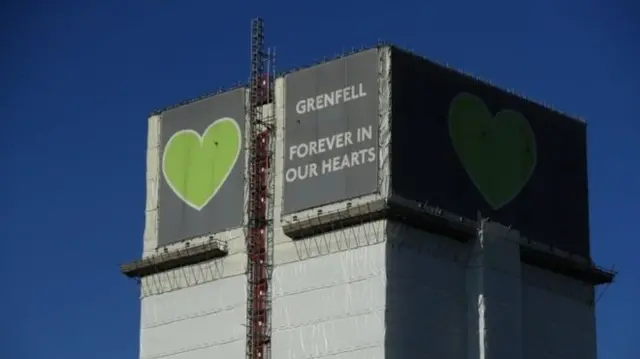 Grenfell Tower with scaffolding around it