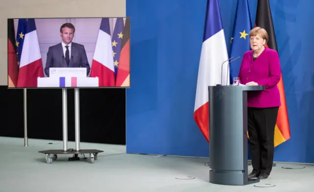 Merkel And Macron Hold Joint Press Conference During The Coronavirus Crisis