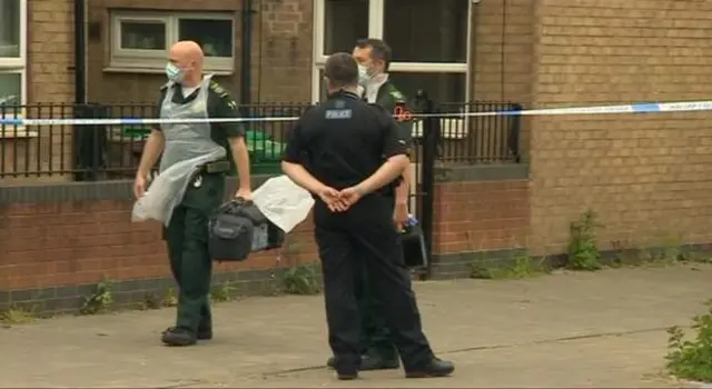 Police at Bosworth Walk in The Meadows, Nottingham