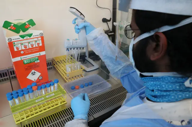 A coronavirus test lab