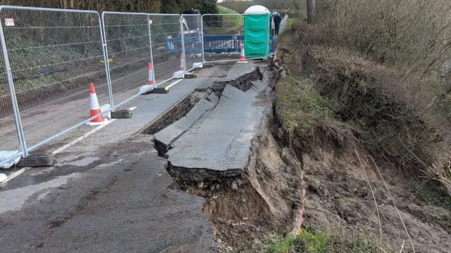 The landslip on the B4224