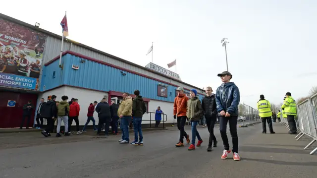 Scunthorpe fans at Glanford Park