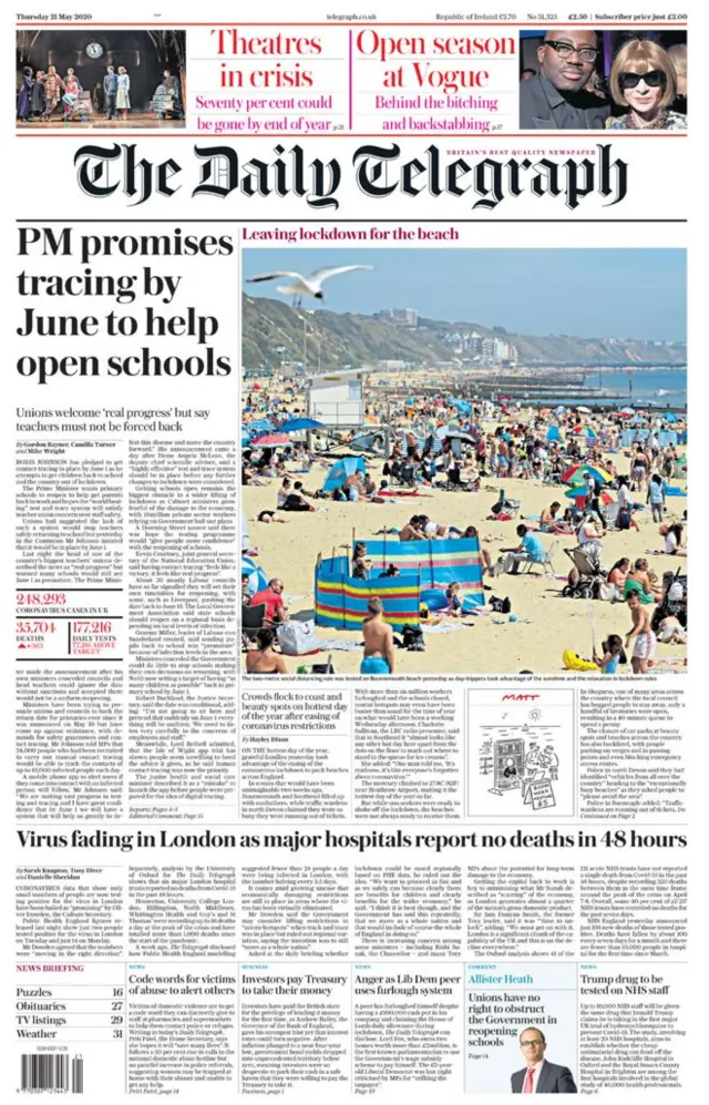 Daily Telegraph front page 21/05/20