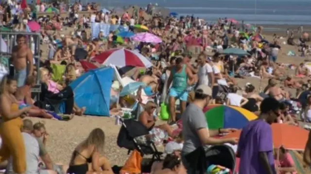 Southend beach had thousands of visitors on Wednesday