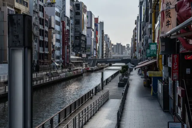 The Dotonbori area, one of Osaka's most popular tourist sights,