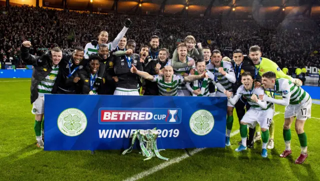 Celtic celebrate their League Cup win