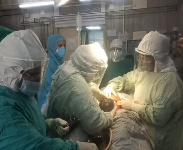 Doctors operating at the Mumbai hospital