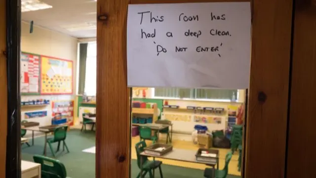 A classroom after being cleaned