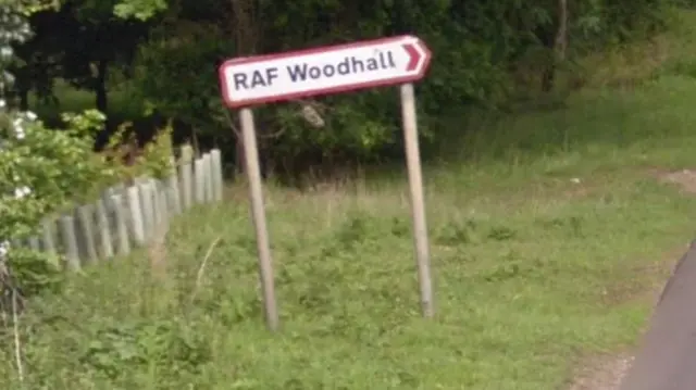 RAF Woodhall sign