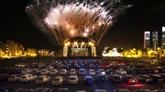 An artist's image of what a drive-in concert could look like in Australia