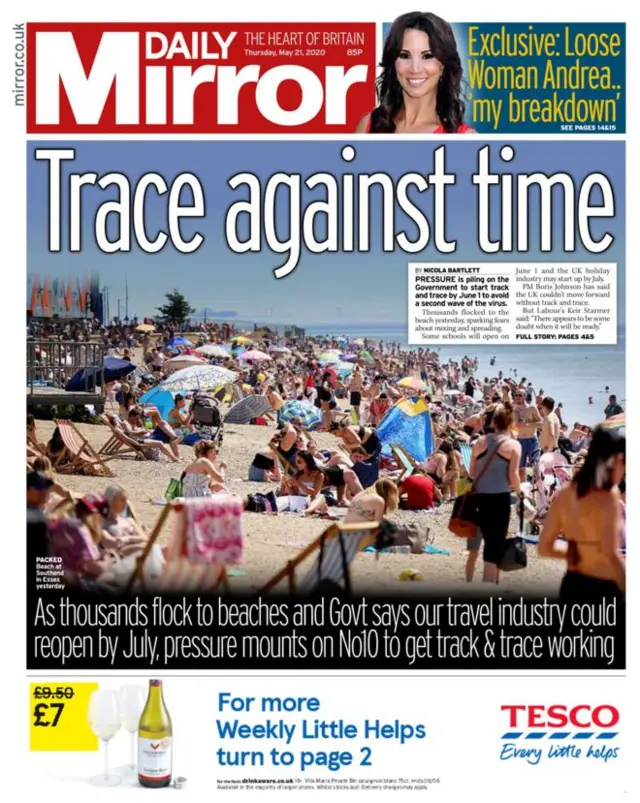 Daily Mirror front page 21/05/20