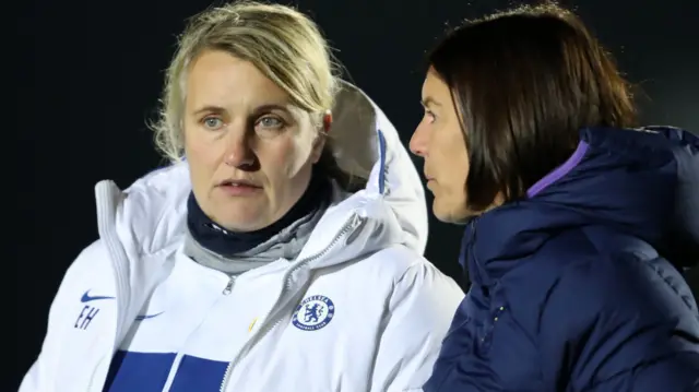 Chelsea manager Emma Hayes (left) and Tottenham's co-manager Karen Hills