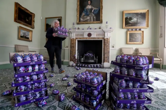 Chocolate eggs in Georgian House in Edinburgh