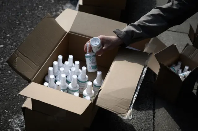 Bottles of hand sanitiser
