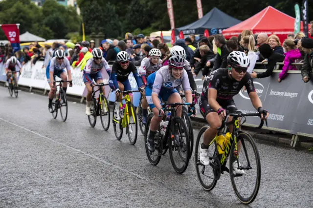 Cyclists compete on the road