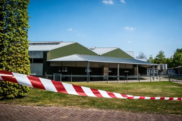 A general view of a closed off mink farm in Beek en Donk, the Netherlands