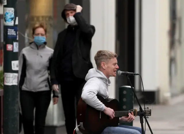 A busker on Grafton Street in Dublin