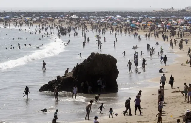 People visit beaches for Memorial Day holiday in Southern California