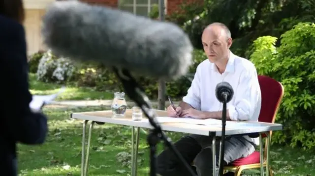 Dominic Cummings in the Rose Garden at Downing Street