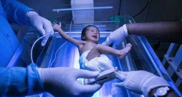 Newborn Indian baby in hospital