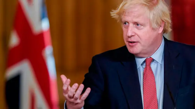 UK Prime Minister Boris Johnson at Downing Street in central London