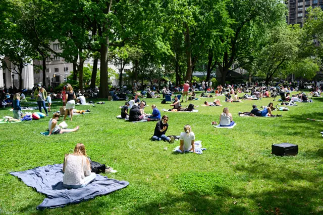 New Yorkers gather outdoors over the Memorial Day weekend