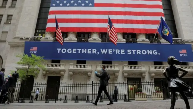 NYSE building on day it reopens