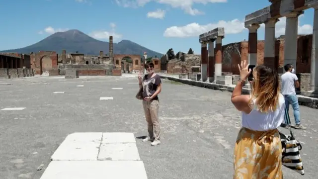 Visitors in Pompeii