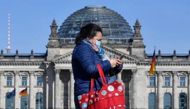 Woman wearing face mask in Berlin